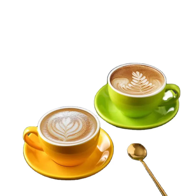 Macron glazed coffee cup Custom glazed ceramic coffee cups are available tea cups saucers ceramic Coffee & Tea Sets