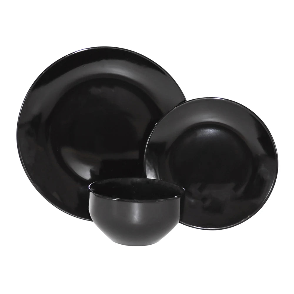 Matte black luxury ceramic stoneware dining ware set dinnerware sets colorful dinning plate set for dinner