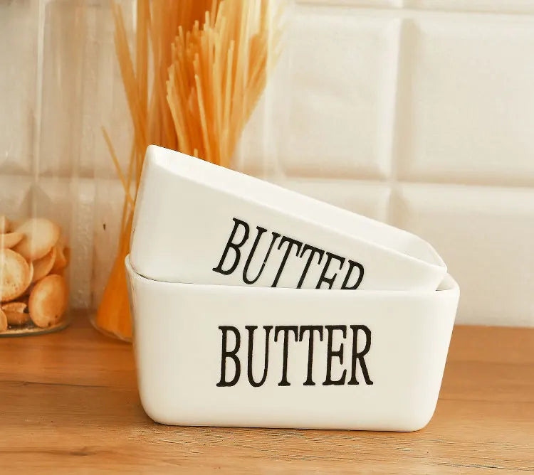 JIUWANG Cow Butter Dish with Knife Farmhouse Covered Butter Holder Fits Two Sticks of Butter