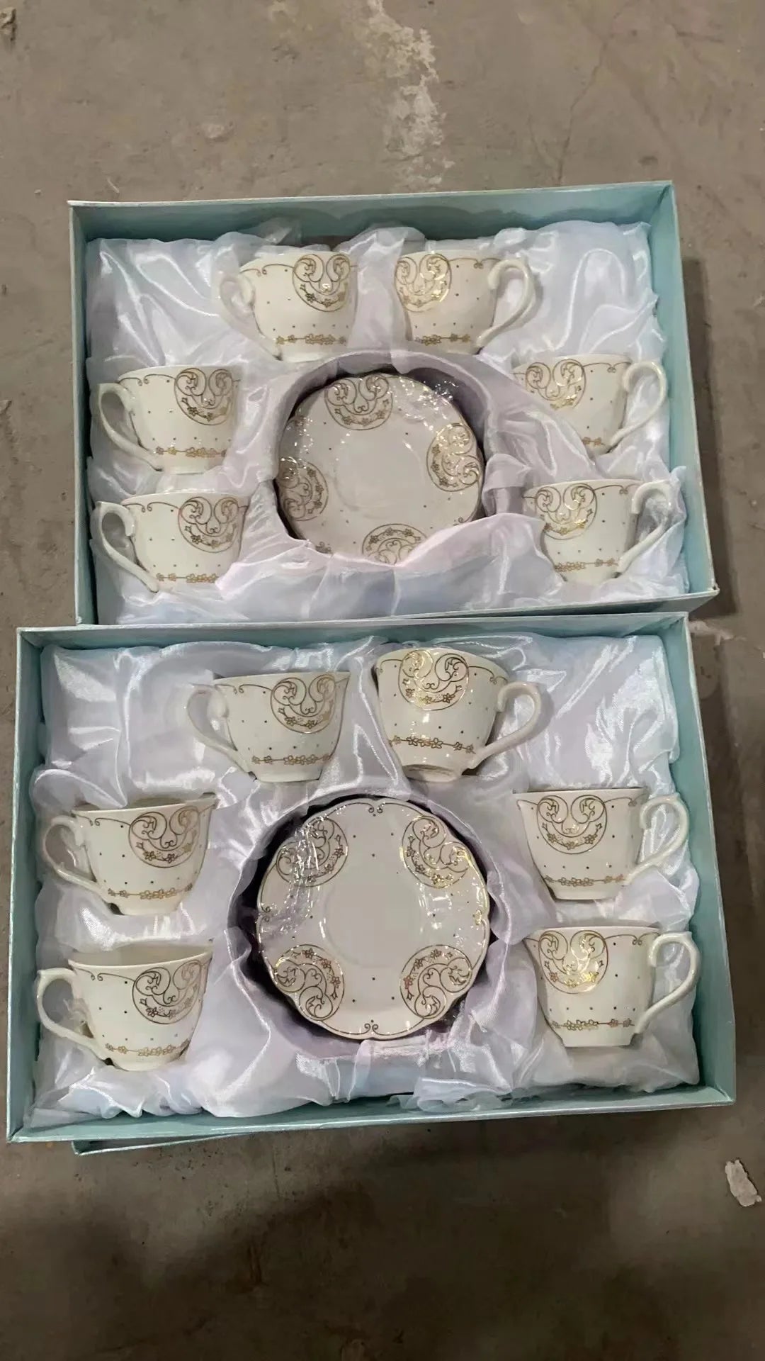 Porcelain espresso cup set design Arabic 6Pcs 90Ml espresso Ceramic Reusable Coffee Cups with Saucers Set