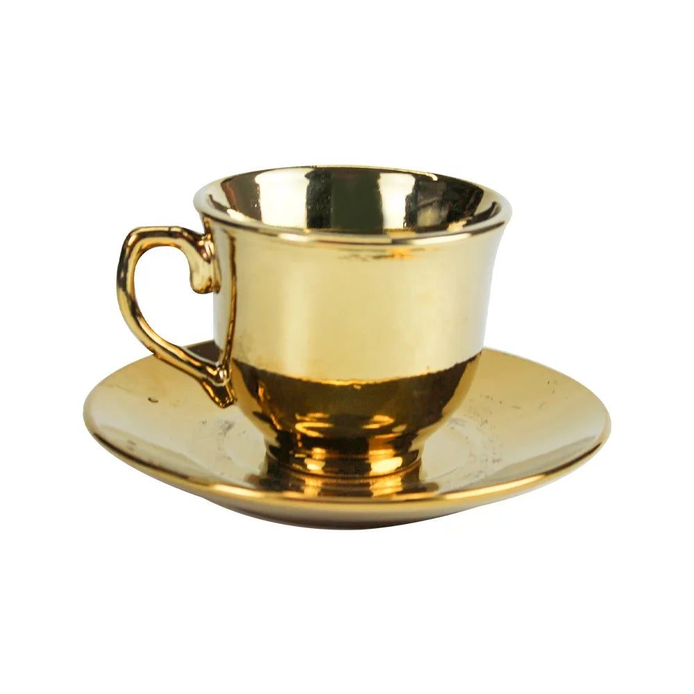 Luxury gold plated tea cup set of 6 arabic cup sets for coffee and tea cups &saucers