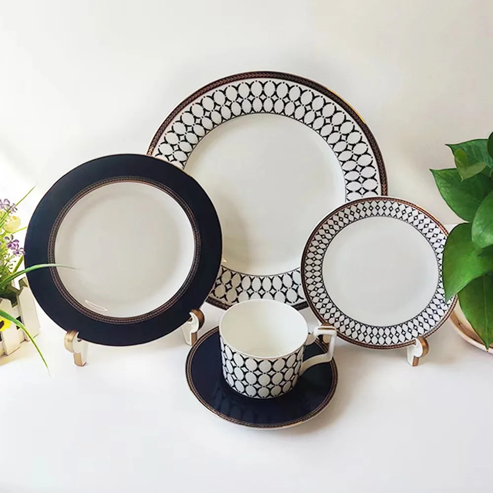 Luxury Porcelain Plate Dinner Plate Set Ceramic Porcelain Plate Set Round Ceramic for Restaurant Savall Horeca 10 Inch Quantity