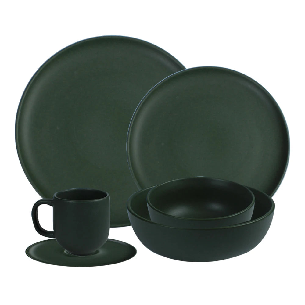 Matte black luxury ceramic stoneware dining ware set dinnerware sets colorful dinning plate set for dinner