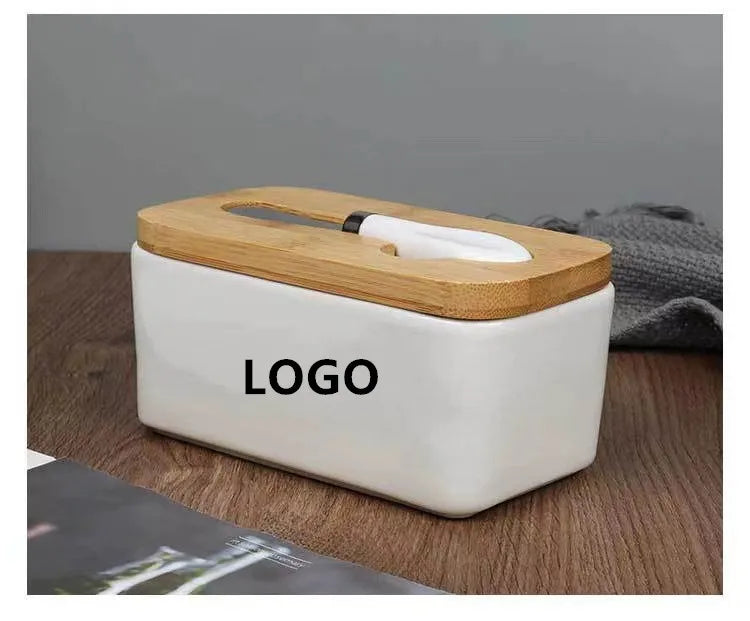 hotsales wholesale white luxury custom rectangle butter container ceramic butter dish with bamboo lid and knife