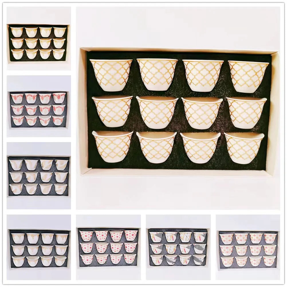 factory price wholesale 60cc porcelain arabic 12 pcs porcelain saudi  Arabic Coffee Cups cawa cup set